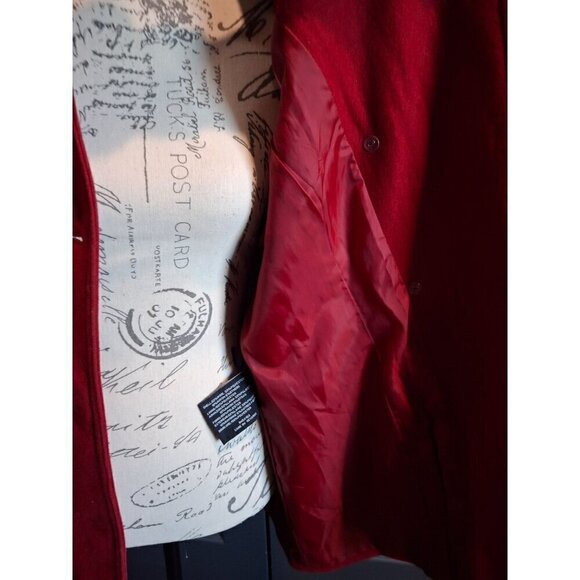 Nine West Red Wool Blend  Double Breasted Coat with Tie Belt/Pre-owned, Sz. 14 E - Picture 6 of 8